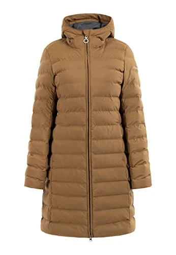 Women's Padded Quilted Coat Eissegler Transitional Winter Jacket, Dark Sand, M