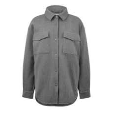 Womens Padded Shacket Charcoal L Womens Padded Shacket Charcoal L