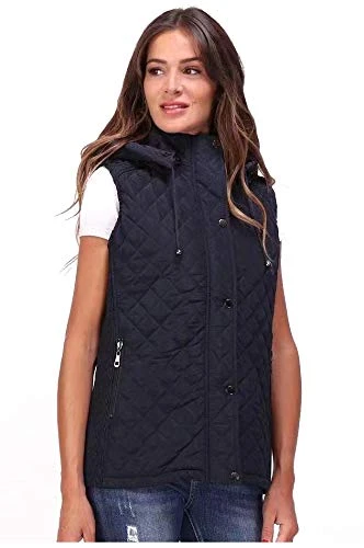 Womens Padded Softshell Gilet Ladies Bodywarmer Hooded Quilted Waistcoat Lightweight Sleeveless Jacket Outwear Breathable Long Winter Zip Up Vest with Pockets 3XL