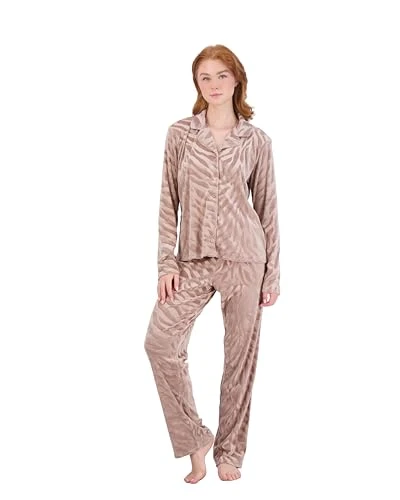 Women's Pajama Set - 2 Piece Cozy Long Sleeve Sleep Shirt and Pajama Pants - Sleepwear for Women (S-XL), Pink, XL