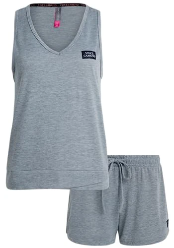 Women's Pajama Set - 2 Piece Tank Top and Sleep Shorts (S-XL), Size Small, Heather Grey