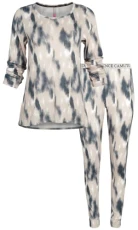 Women’s Pajama Set – Hacci Knit Long Sleeve Top and Sleepwear Joggers (S-XL), Acrylic Streaks, Large