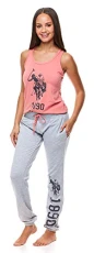 Women's Pajama Set Sleepwear 2 Piece Set - Racerback Tank Top with Lounge Pajama Pants, Coral, Large