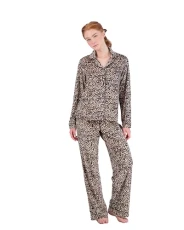 Women's Pajamas - 2 Piece Long Sleeve Button Down Sleep Shirt and Sweatpants - Sleepwear Set for Women (S-XL), Rose Dust/Black Cheetah, L Women's Pajamas - 2 Piece Long Sleeve Button Down Sleep Shirt and Sweatpants - Sleepwear Set for Women (S-XL), Rose Dust/Black Cheetah, L