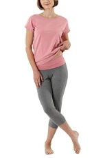 Women's pajamas with short sleeves and 3/4 pants stretch cotton, pink-gray Größe XS (34-36) Women's pajamas with short sleeves and 3/4 pants stretch cotton, pink-gray Größe XS (34-36)