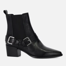 Womens Panino Leather Low Boots - Black