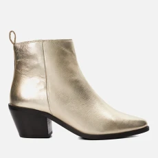 Womens Papz Leather Heeled Boots - UK - Gold