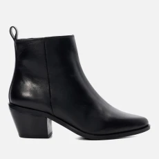 Womens Papz Leather Heeled Boots - Black