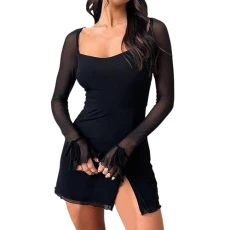 Women's Party Dresses, Above the Knee, Square Neck, Lace, Long Sleeve, Lightweight, Divided, Women's Wrap Dress, Fit, Casual Dress, Knee-Length, Mini Dress, Women's Sexy, black, M Women's Party Dresses, Above the Knee, Square Neck, Lace, Long Sleeve, Lightweight, Divided, Women's Wrap Dress, Fit, Casual Dress, Knee-Length, Mini Dress, Women's Sexy, black, M