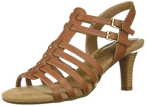 Women's Pass Through Heeled Sandal, Dark Tan, 10 UK