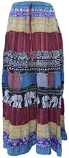 Womens Patchwork Gypsy Printed Flower Embroidery Hippy Skirt A