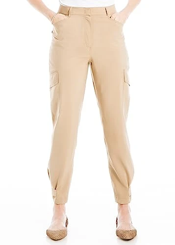 Women's Peachskin Pant with Flap Pockets, Khaki, 12