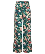 Women's Peacock Floral Mix and Match Satin Wide Leg Pyjama Bottoms Pants, 8 Women's Peacock Floral Mix and Match Satin Wide Leg Pyjama Bottoms Pants, 8