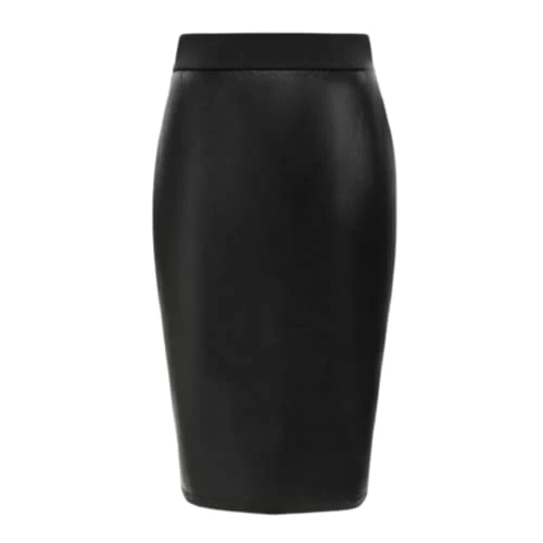 Women’s Pencil Midi Skirt Plain Scuba Jersey Elasticized Waist Knee Length Skirt Plus Size UK 6-24