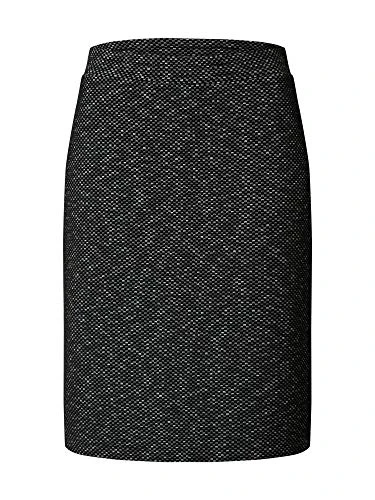 Women's Pencil Skirt Above Knee Length Slim Fit High Elastic Waist, Black/Chalk Mini Check, XS