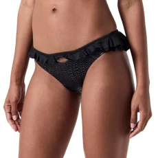 Women's Peony Tecno Jersey Logo Bikini Briefs with Ruffles Bottoms, Z99_Black Limousine, M Women's Peony Tecno Jersey Logo Bikini Briefs with Ruffles Bottoms, Z99_Black Limousine, M