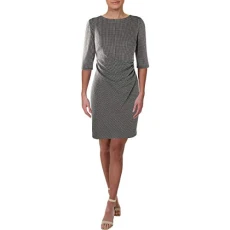 Womens Petites Cierra Ruched Jacquard Sheath Dress - Multi - 20 Petite Black/White Womens Petites Cierra Ruched Jacquard Sheath Dress - Multi - 20 Petite Black/White