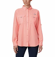 Women's PFG Bahama™ Long Sleeve Shirt,Tiki Pink,Large Women's PFG Bahama™ Long Sleeve Shirt,Tiki Pink,Large