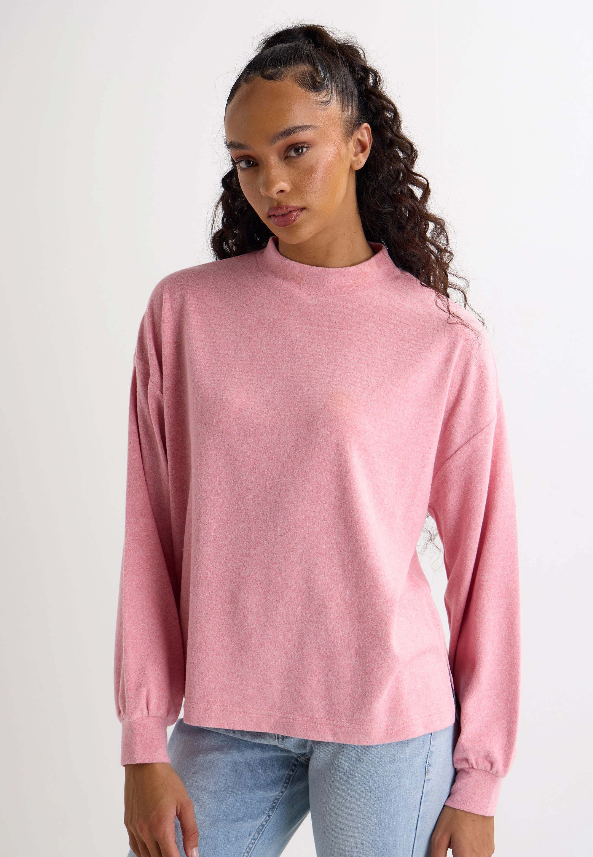Womens Pink Cosy Relaxed Plain Top