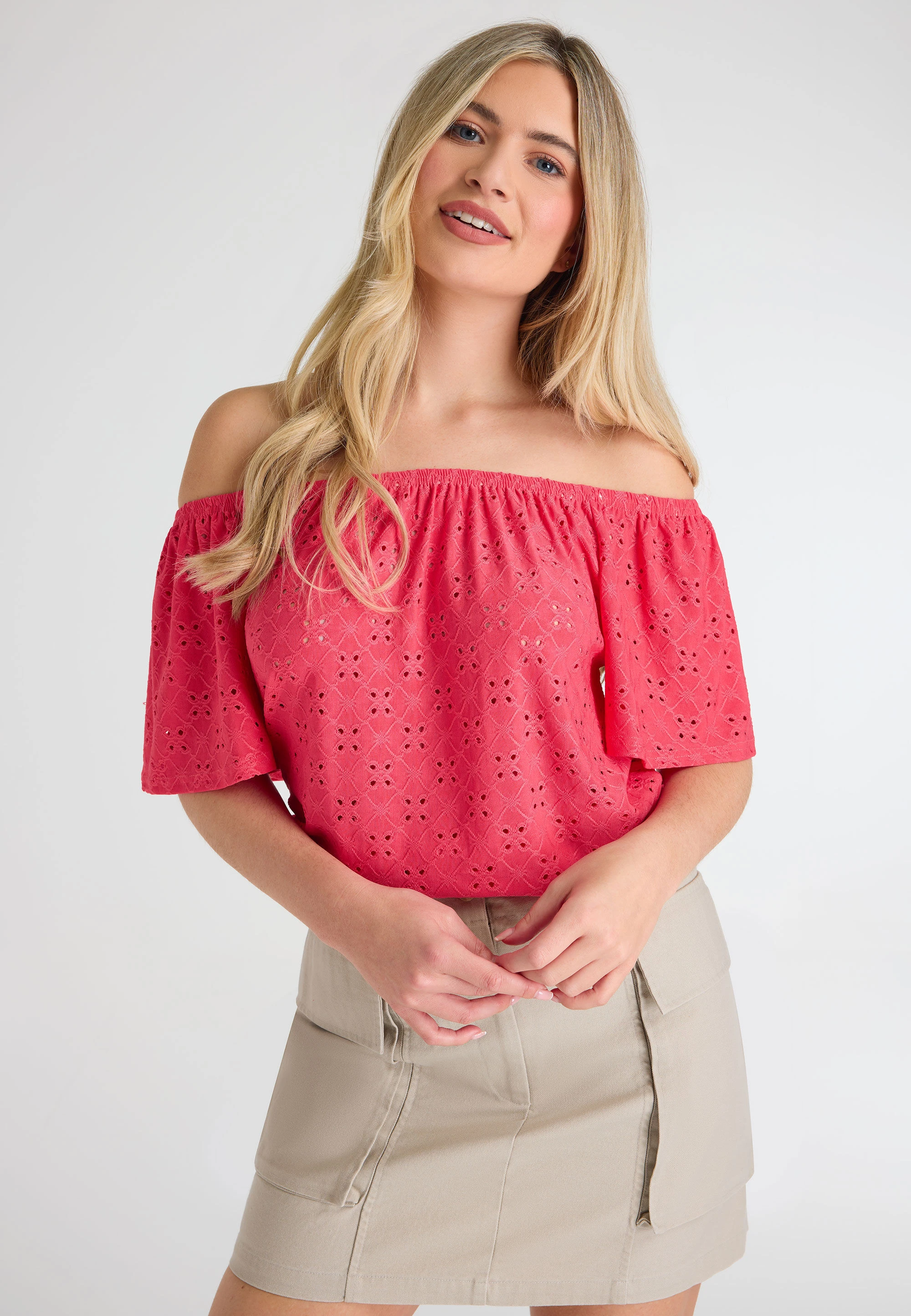 Womens Pink Crochet Gypsy Top