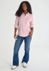 Womens Pink Double Cotton Long Sleeve Shirt Womens Pink Double Cotton Long Sleeve Shirt