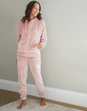 Women's Pink Soft Velour Loungewear Set (2-Piece Set)