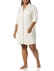 Women's Piped Nighty (Available in Plus Size), Beige, L