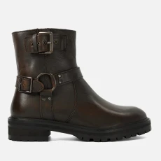 Womens Piton Leather Low Boots - Brown