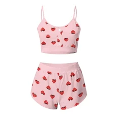 Womens Pjs Set Stylish Women's Sleepwear Strawberry Print Women's Nightwear, Womens Lounge Wear Sets Sweet Pajamas