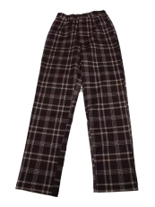 Women's Plaid Cropped Trousers Button Casual Tartan Check Work Pants, Red Brown, Large Women's Plaid Cropped Trousers Button Casual Tartan Check Work Pants, Red Brown, Large