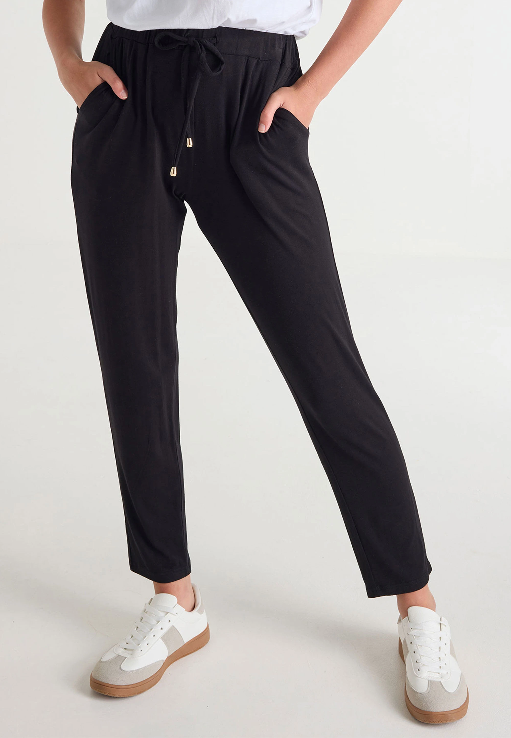 Womens Plain Black Relaxed Trousers