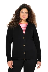 Women's Plain Cardigan with Large Buttons 832027 Sweater, Black, 28 UK/30 UK Women's Plain Cardigan with Large Buttons 832027 Sweater, Black, 28 UK/30 UK