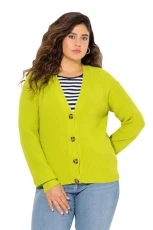 Women's Plain Cardigan with Large Buttons 832027 Sweater, Green, 32 UK/34 UK Women's Plain Cardigan with Large Buttons 832027 Sweater, Green, 32 UK/34 UK