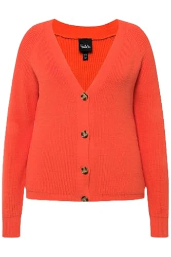 Women's Plain Cardigan with Large Buttons 832027 Sweater, red, 28 UK/30 UK