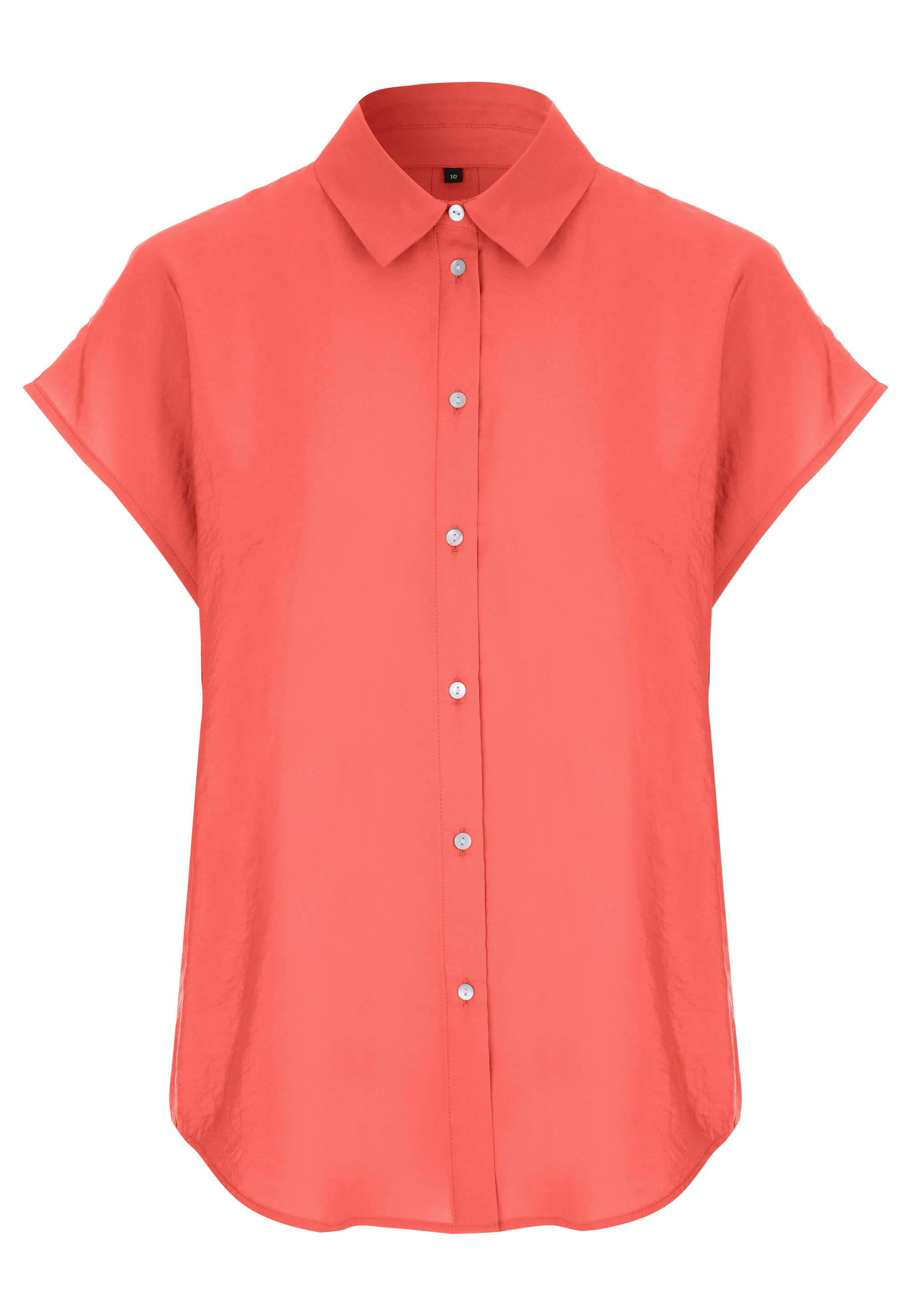 Womens Plain Coral Button Down Shirt