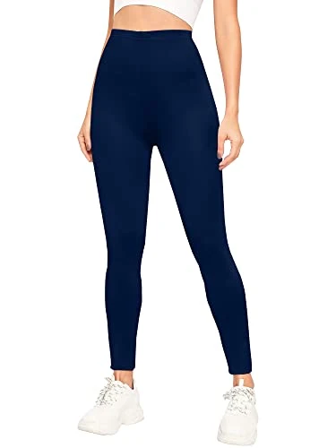 Women's Plain High Waisted Legging Stretchy Workout Bottoms Elasticated Soft Full Length Ladies Yoga