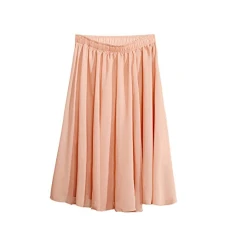 Womens Plain Knee Length Ladies Soft Stretch Flared Chiffon Skater Midi Skirt Plus Size Pink Womens Plain Knee Length Ladies Soft Stretch Flared Chiffon Skater Midi Skirt Plus Size Pink