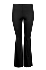 Womens Plain Skinny Fit Bell Bottom Flared Franki Elasticated Leggings Black Womens Plain Skinny Fit Bell Bottom Flared Franki Elasticated Leggings Black