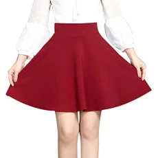 Womens Plain Soft Stretch Ladies Elasticated Waistband Full Flared Swing Skater Midi Skirt for EACH SEASON Red M Womens Plain Soft Stretch Ladies Elasticated Waistband Full Flared Swing Skater Midi Skirt for EACH SEASON Red M