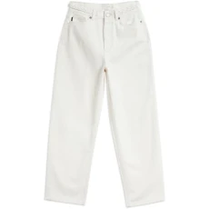 Womens Plaited Waistband Straight Leg Jeans Pants White 30