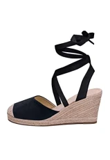 Womens Platform Sandals Ladies Summer Tie Up Wedge Espadrilles Sandals Wraparound Cl