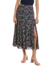Womens Pleated Midi Skirt, 6, Blue Womens Pleated Midi Skirt, 6, Blue