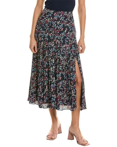 Womens Pleated Midi Skirt, 6, Blue