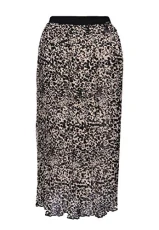 Women's Pleated Midi Skirt, Black (Alaskan Leopard Print O6v), M (Size:12) Women's Pleated Midi Skirt, Black (Alaskan Leopard Print O6v), M (Size:12)