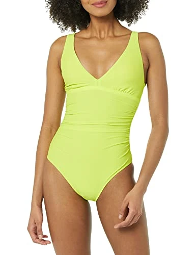 Women's Plunge Tummy Control Shaping Swimsuit, Yellow, 10