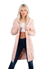 Women's Plus Cable Knitted Open Jacket Casual Ribbed Plain Cardigan Chunky Long Sleeve Coatigan One 