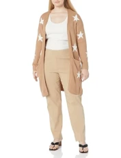 Women's Plus Cardigan Starry in Camel Marle, Size 26 Sweater, 30-32 Women's Plus Cardigan Starry in Camel Marle, Size 26 Sweater, 30-32
