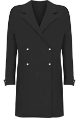 Women's Plus Long Sleeve Mini Blazer Dress Ladies Button Accent Top Jacket Plain - Black - 20