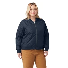 Women's Plus Quilted Bomber Jacket, Dark Navy, 3X