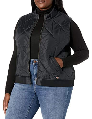 Women's Plus Quilted Vest, Black, 2X